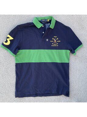 POLO RALPH LAUREN Men's Classic Slim Fit Triple Pony #3 Rugby Polo Shirt Sz M